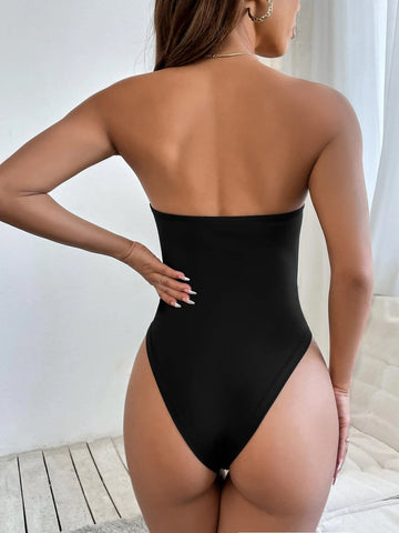 Solid Slim Fit Tube Bodysuit