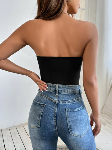 Solid Slim Fit Tube Bodysuit