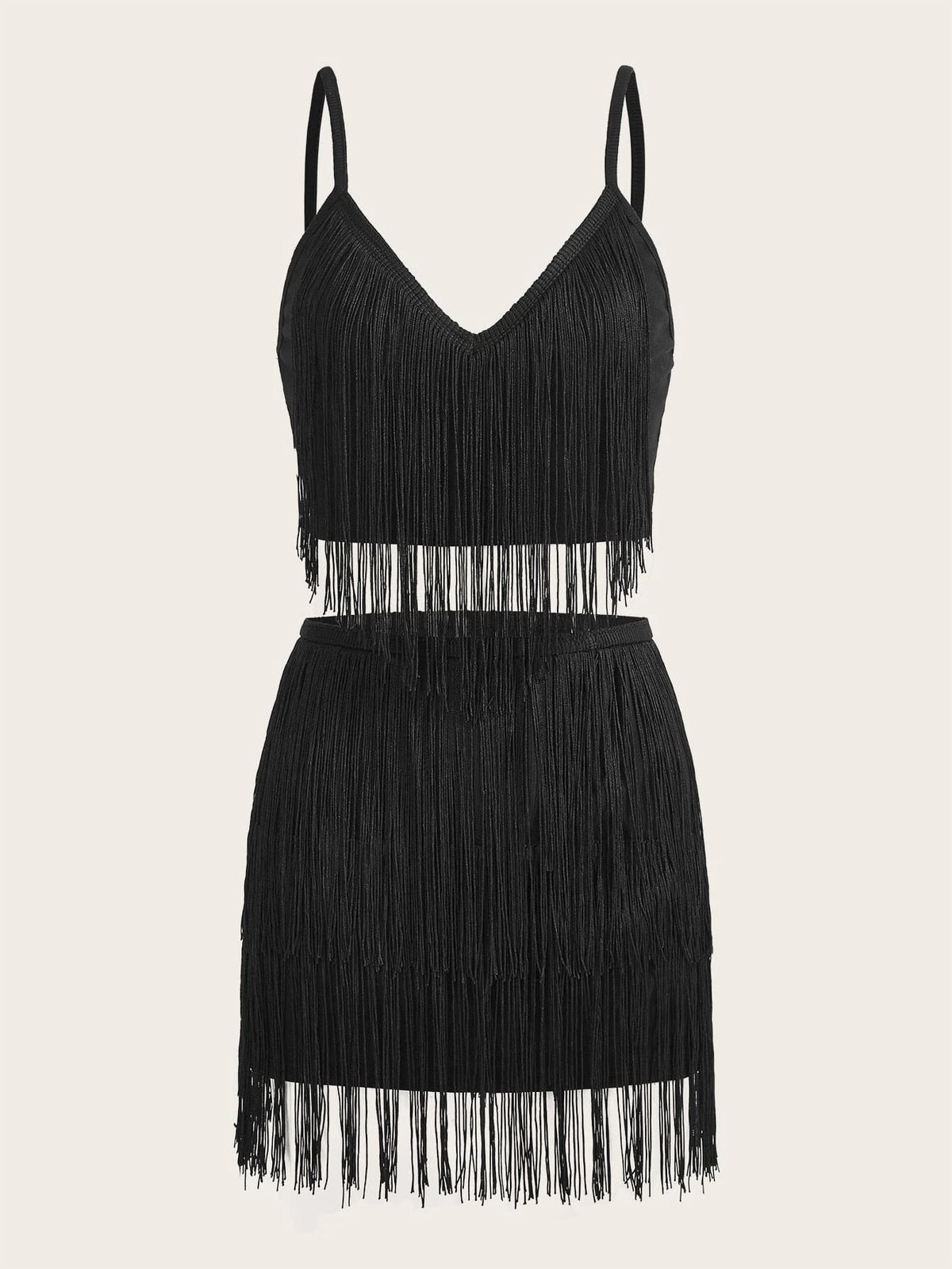 Fringe Trim Cami Top & Skirt