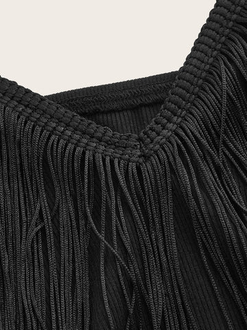 Fringe Trim Cami Top & Skirt