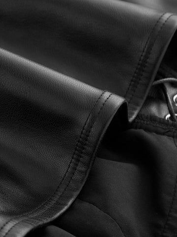 Lace Up Front PU Leather Tube Top