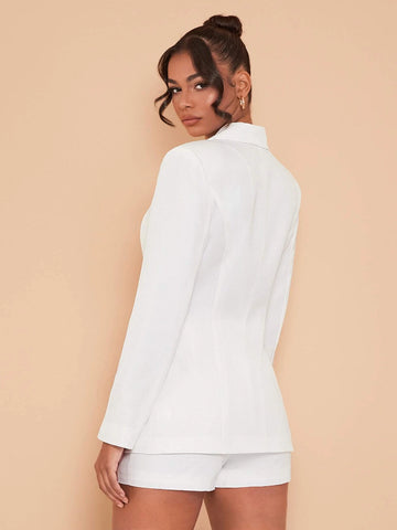 BAE Lapel Neck Single Button Blazer & Shorts