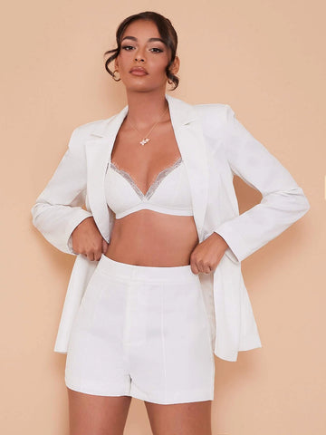 BAE Lapel Neck Single Button Blazer & Shorts