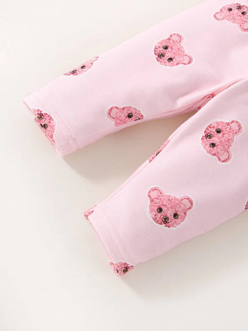Newborn Baby Cartoon Graphic Tee & Pants & Accessory 3D Ears Hat
