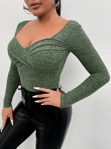 SXY Sweetheart Neck Wrap Cross Tee