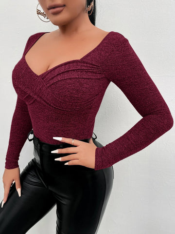 SXY Sweetheart Neck Wrap Cross Tee