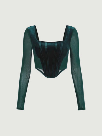 Square Neck Asymmetrical Hem Crop Top