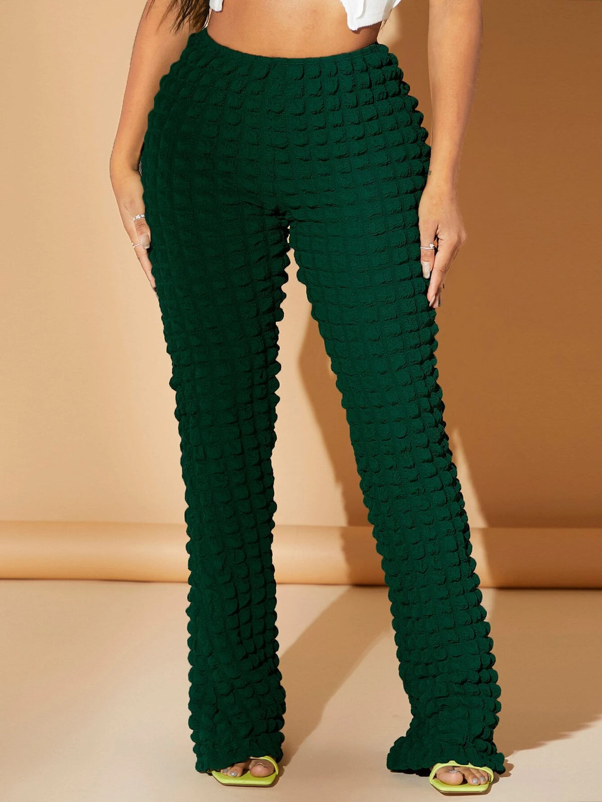 SXY Textured Straight Leg Solid Pants