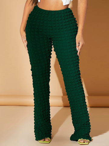 SXY Textured Straight Leg Solid Pants