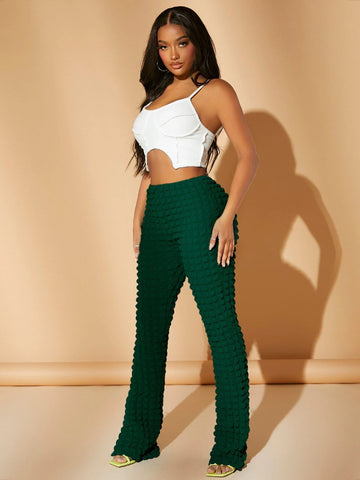 SXY Textured Straight Leg Solid Pants