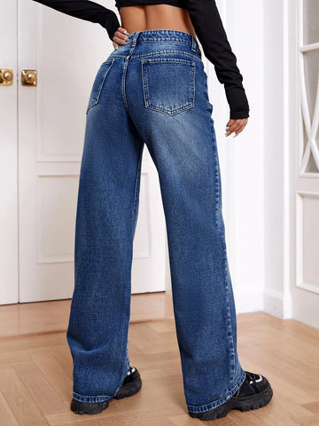 Slant Pocket Wide Leg Jeans