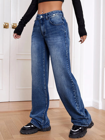 Slant Pocket Wide Leg Jeans