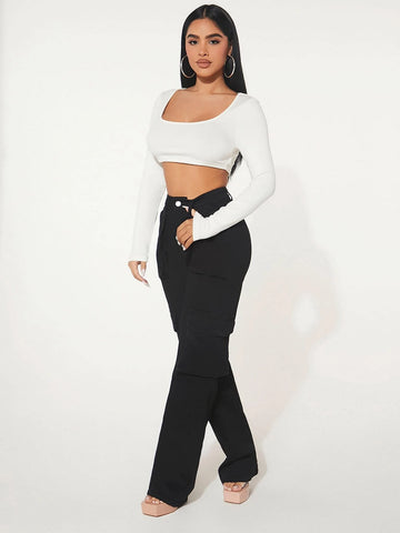 Flap Pocket Cargo Jeans