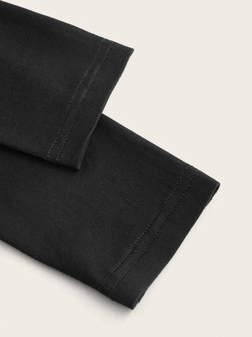 Skull Print Mock Neck Crop Tee