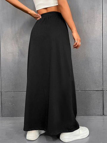 Drawstring Waist A-line Skirt