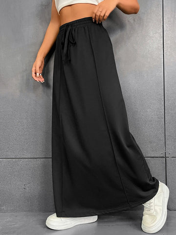 Drawstring Waist A-line Skirt