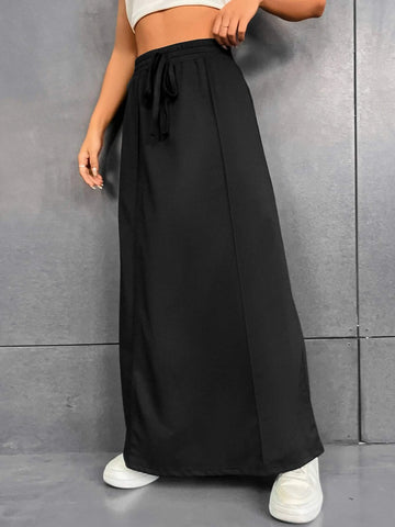 Drawstring Waist A-line Skirt