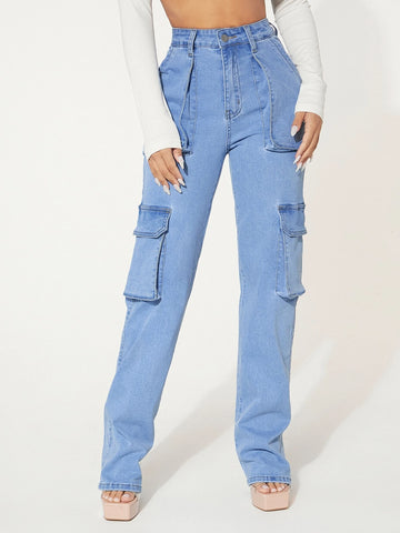 Flap Pocket Cargo Jeans