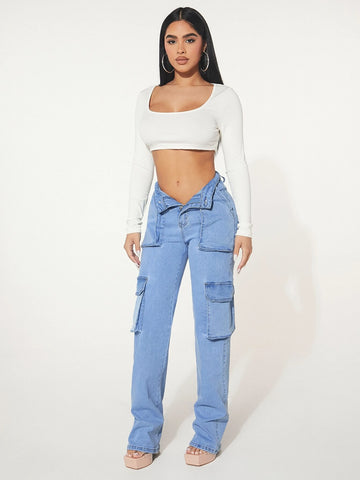 Flap Pocket Cargo Jeans