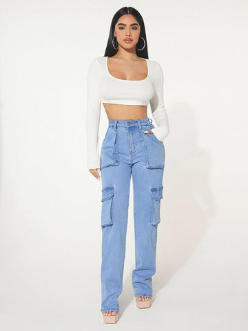 Flap Pocket Cargo Jeans