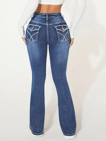 PETITE Slant Pocket Flare Leg Jeans
