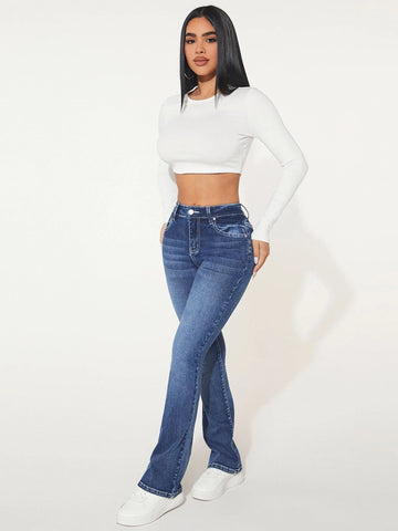 PETITE Slant Pocket Flare Leg Jeans