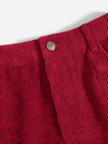 Corduroy Dual Pockets Straight Mini Skirt