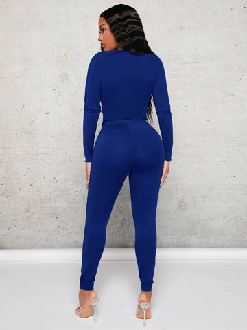 Sweetheart Neck Split Hem Top & Leggings