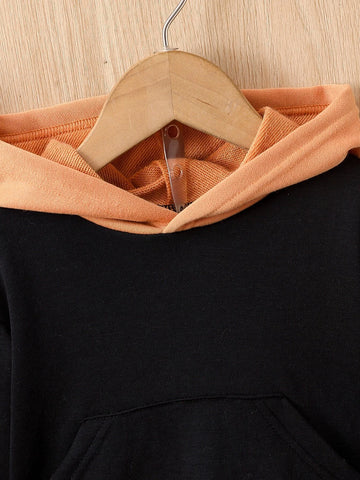Baby Letter Patched Kangaroo Pocket 2 In 1 Hoodie & Sweatpants