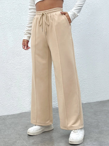 PETITE Drawstring Waist Solid Sweatpants