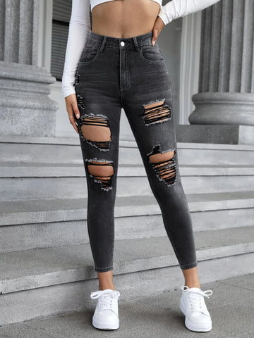 Ripped Cut Out Skinny Jeans
