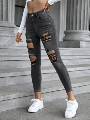 Ripped Cut Out Skinny Jeans