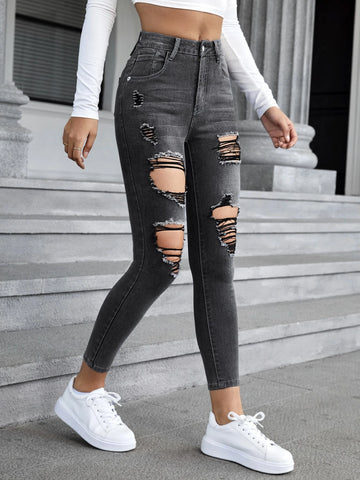 Ripped Cut Out Skinny Jeans