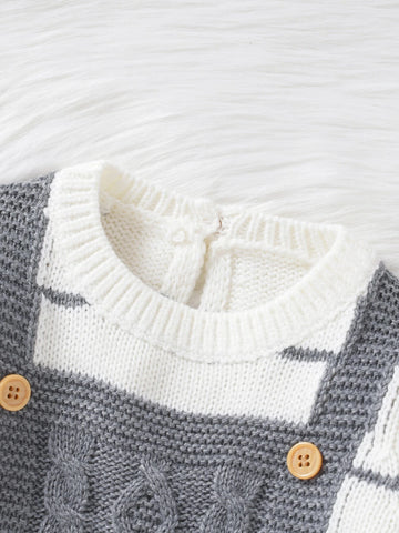 Baby Striped Pattern 2 In 1 Knit Jumpsuit