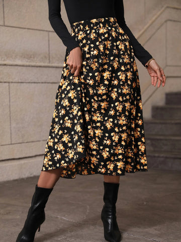 Floral Print Flare Skirt