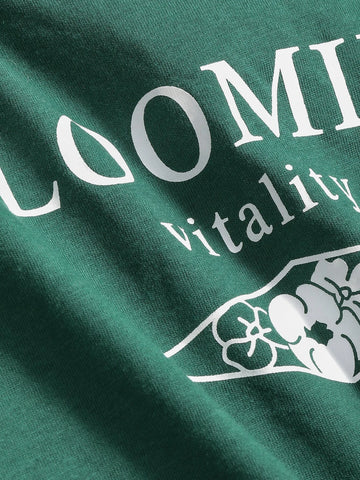 DAZY Mountain & Letter Graphic Drop Shoulder Tee