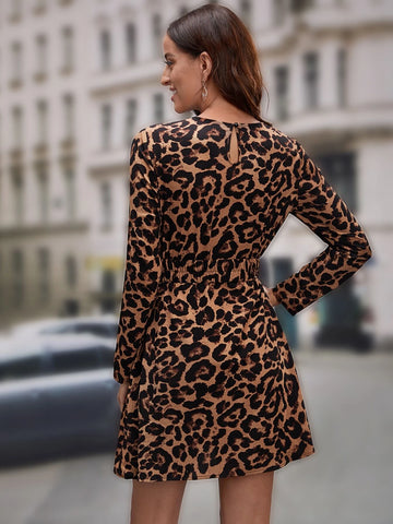 Leopard Print Belted Dress