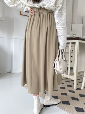 DAZY Solid Fold Pleated Skirt