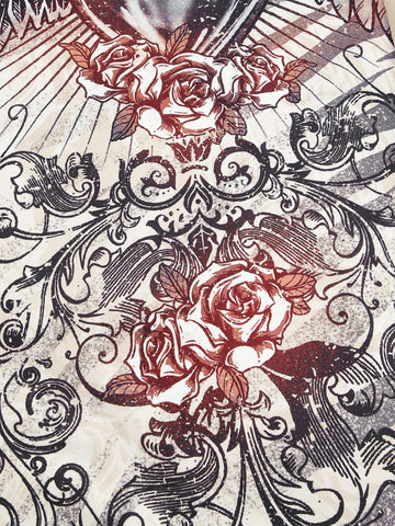 Floral & Heart Print Mermaid Skirt