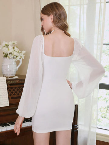 Solid Ruched Bodycon Dress