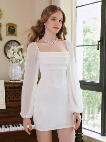 Solid Ruched Bodycon Dress