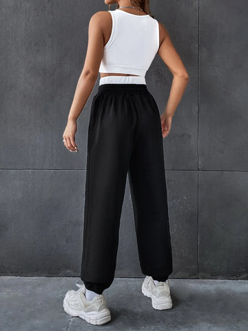 Slogan Patched Tank Top & Sweatpants