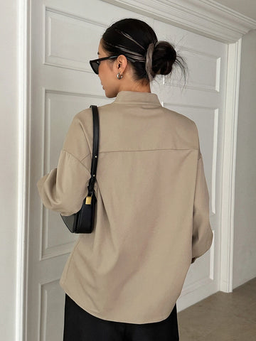 DAZY Half Button Drop Shoulder Blouse