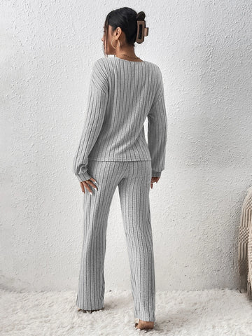 Drop Shoulder Wrap Cross Top & Pants