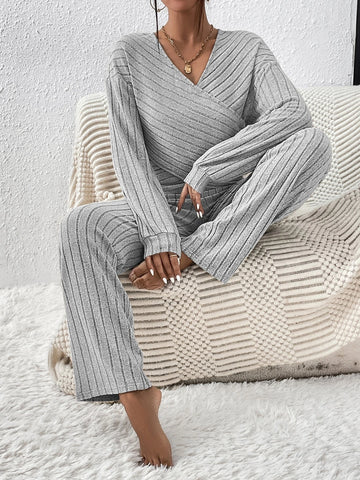 Drop Shoulder Wrap Cross Top & Pants