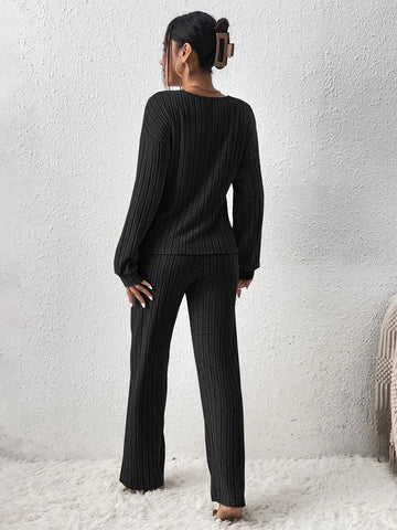 Drop Shoulder Wrap Cross Top & Pants