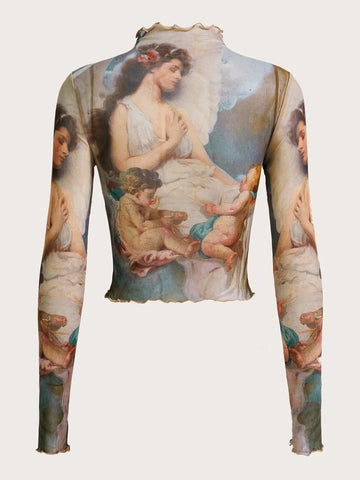 Figure Graphic Lettuce Trim Crop Tee