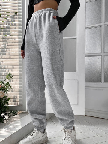 Elastic Waist Slant Pocket Sweatpants