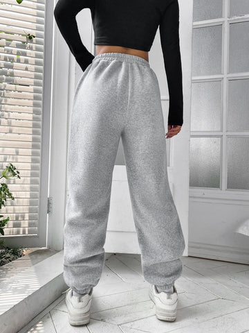 Elastic Waist Slant Pocket Sweatpants