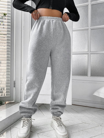 Elastic Waist Slant Pocket Sweatpants